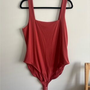 Old Navy Red Square Neck Bodysuit